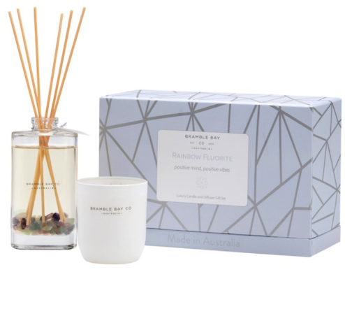 Bramble Bay Crystal Infusions Candle & Diffuser Gift Box Set Rainbow Fluorite